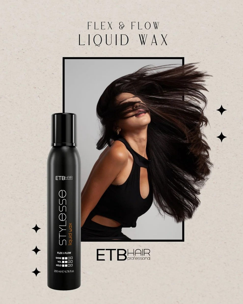 ETB Hair Stylesse Flex & Flow – Premium Liquid Wax Haarspray, 200 ml